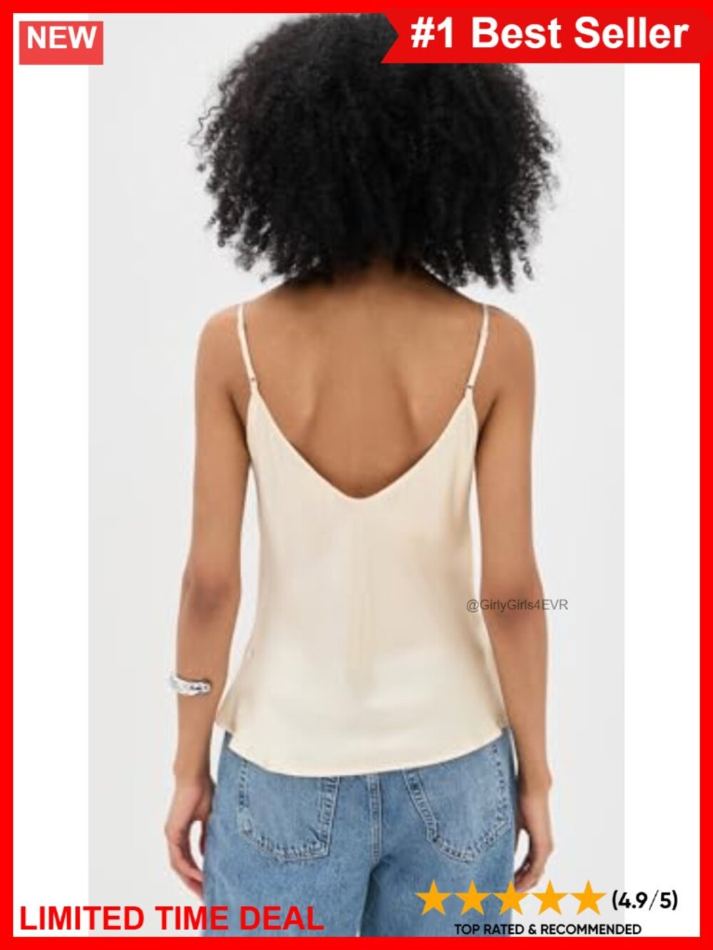 Lightweight Charmeuse Camisole Fitted V-Neck Adjustable Straps - Picture 3 of 5